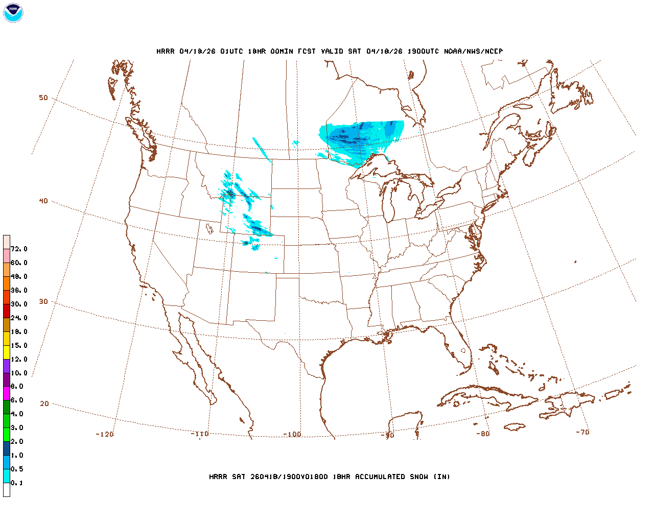 Latest 18 hour total precipitation forecast