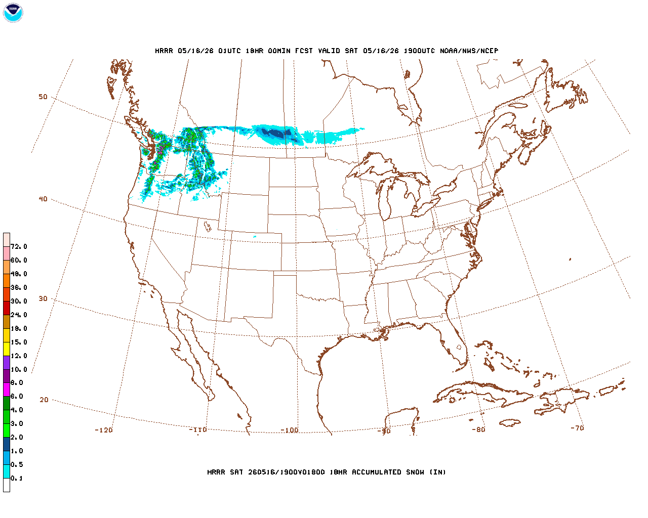 Latest 18 hour total precipitation forecast