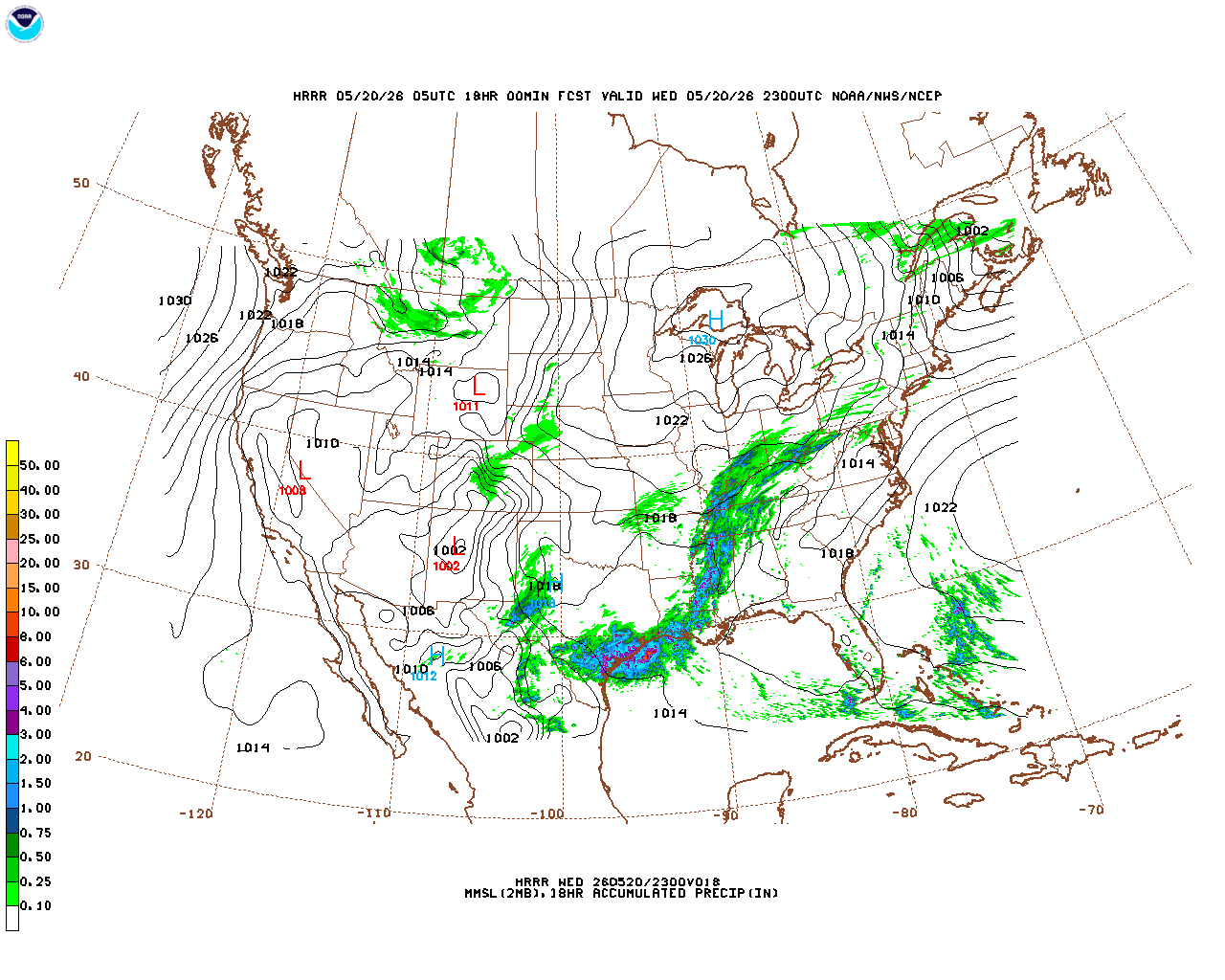 Click to enlarge the hourly precipitation forecast Latest 18 hour total precipitation forecast