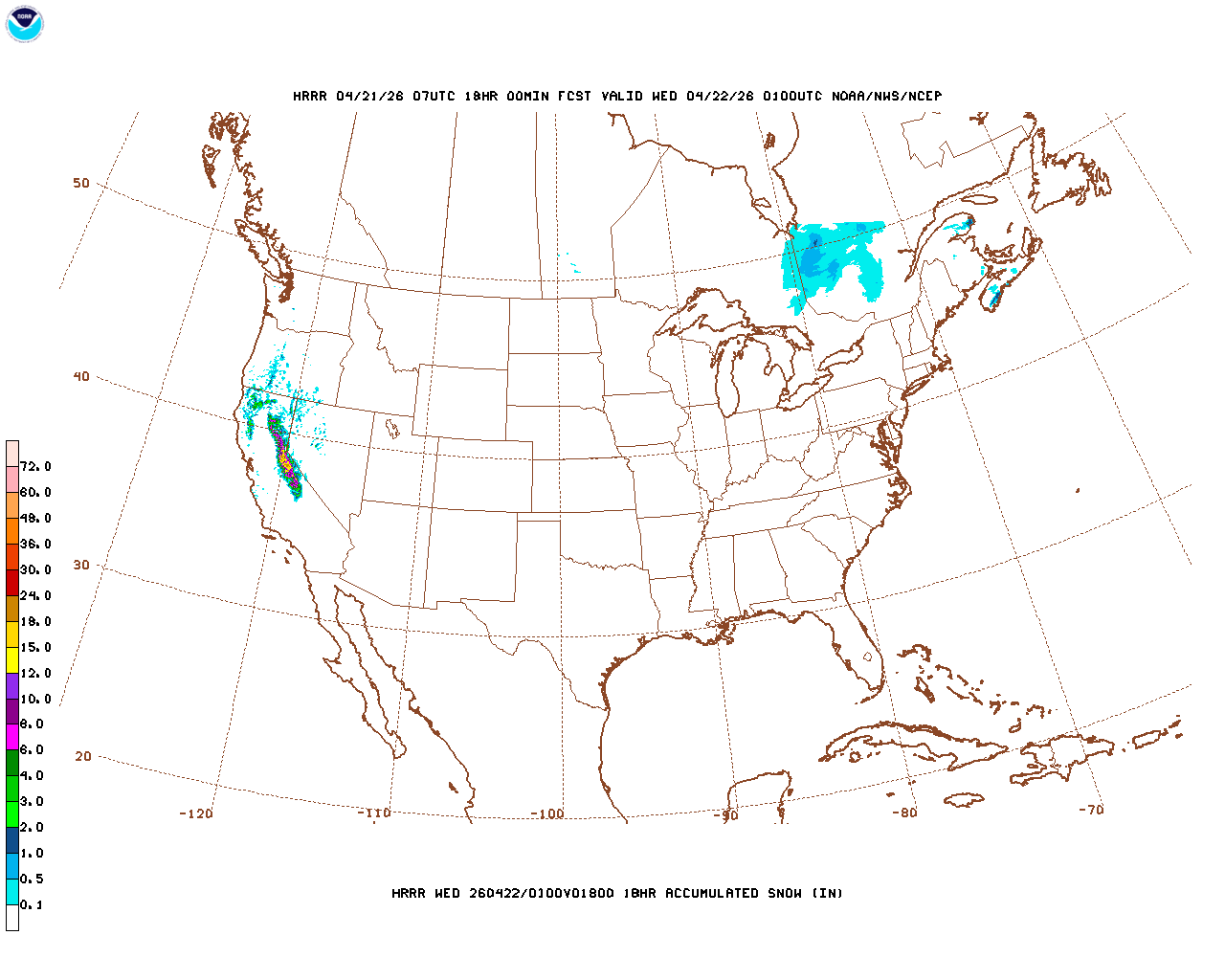 Latest 18 hour total precipitation forecast