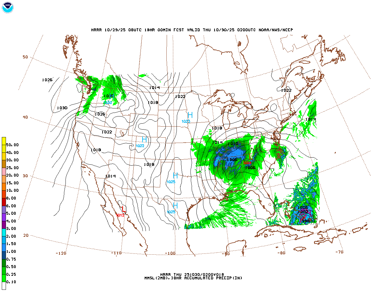 Click to enlarge the hourly precipitation forecast Latest 18 hour total precipitation forecast