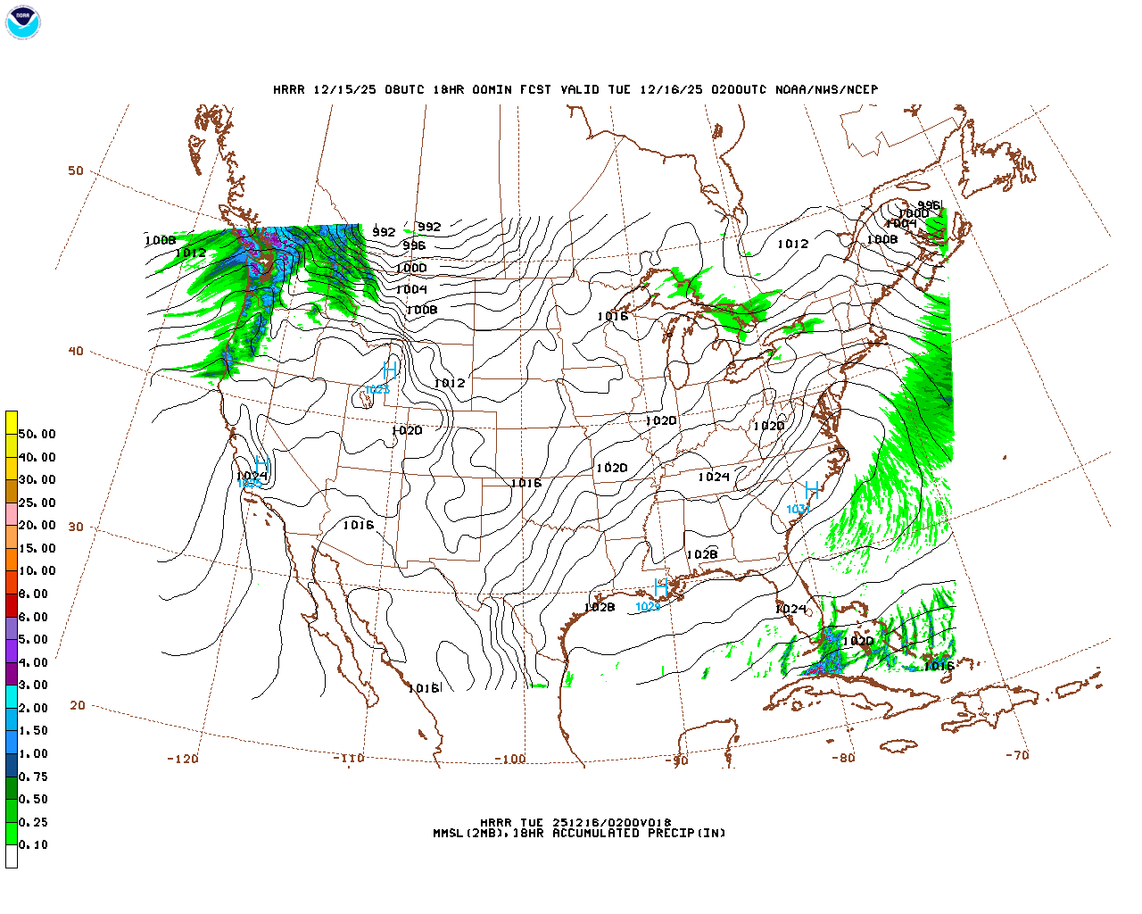 Click to enlarge the hourly precipitation forecast Latest 18 hour total precipitation forecast