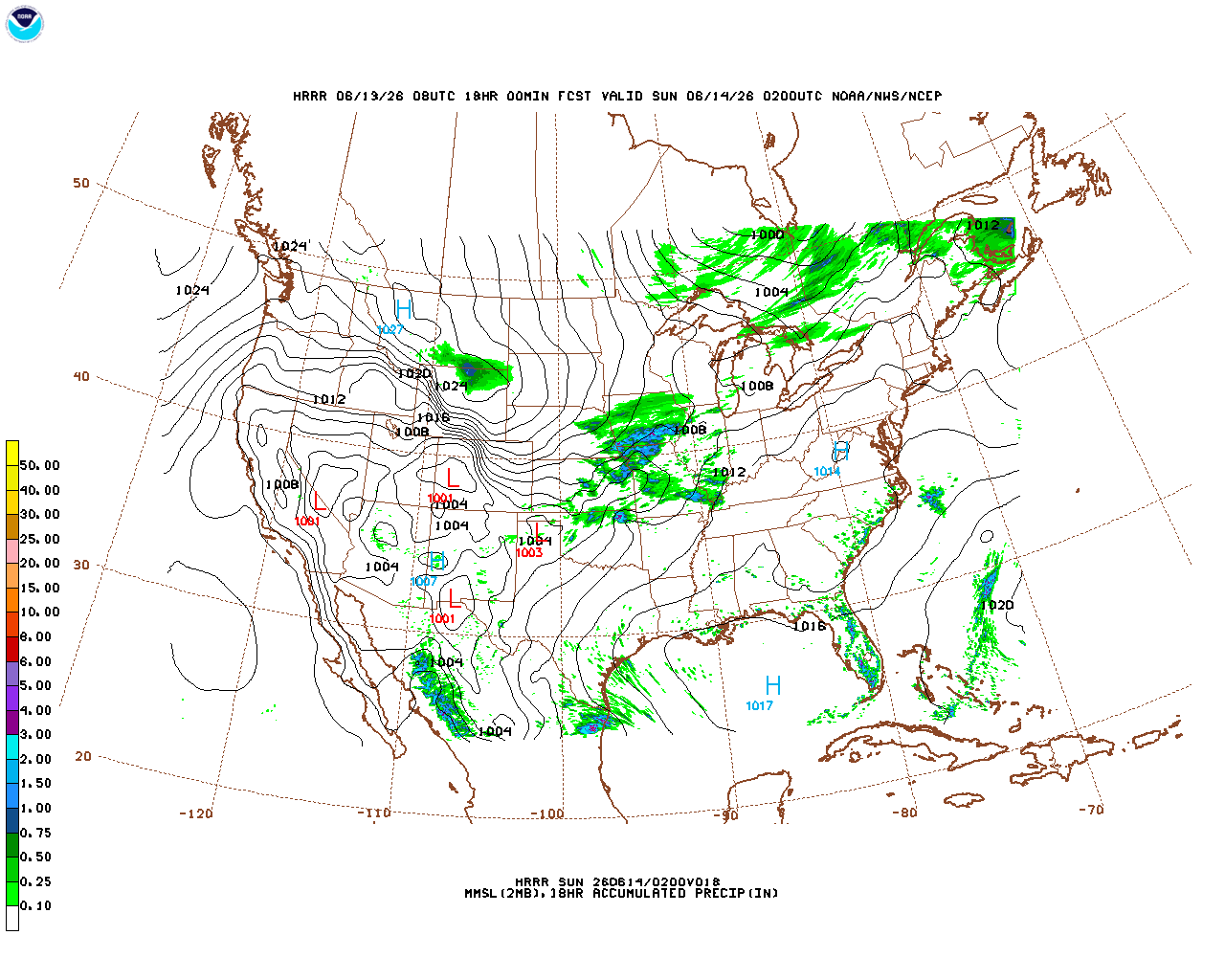 Click to enlarge the hourly precipitation forecast Latest 18 hour total precipitation forecast