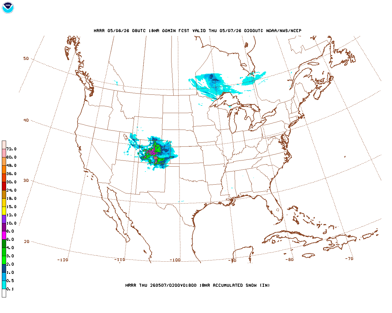 Latest 18 hour total precipitation forecast