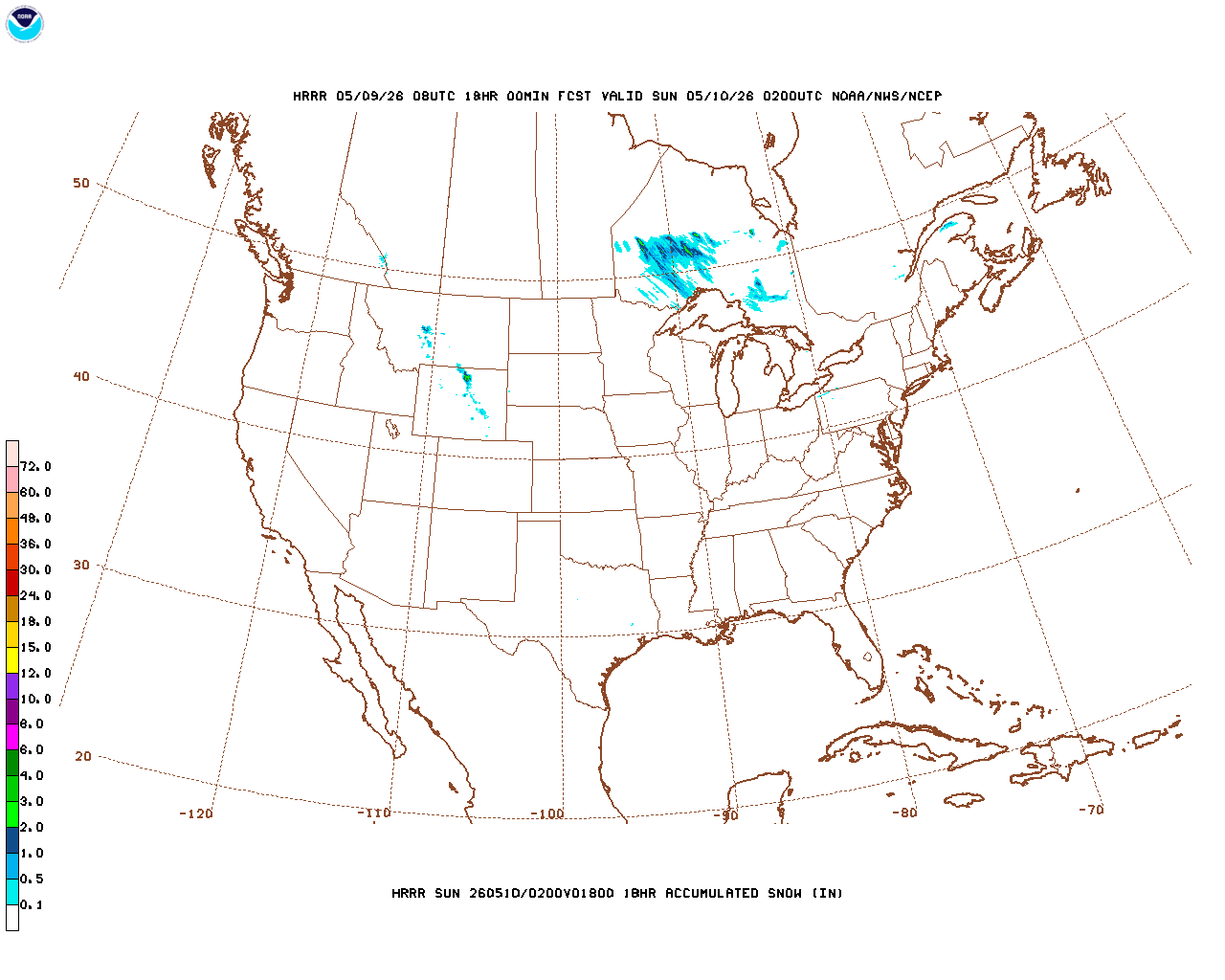 Latest 18 hour total precipitation forecast
