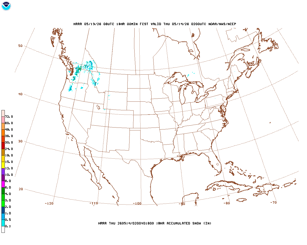Latest 18 hour total precipitation forecast