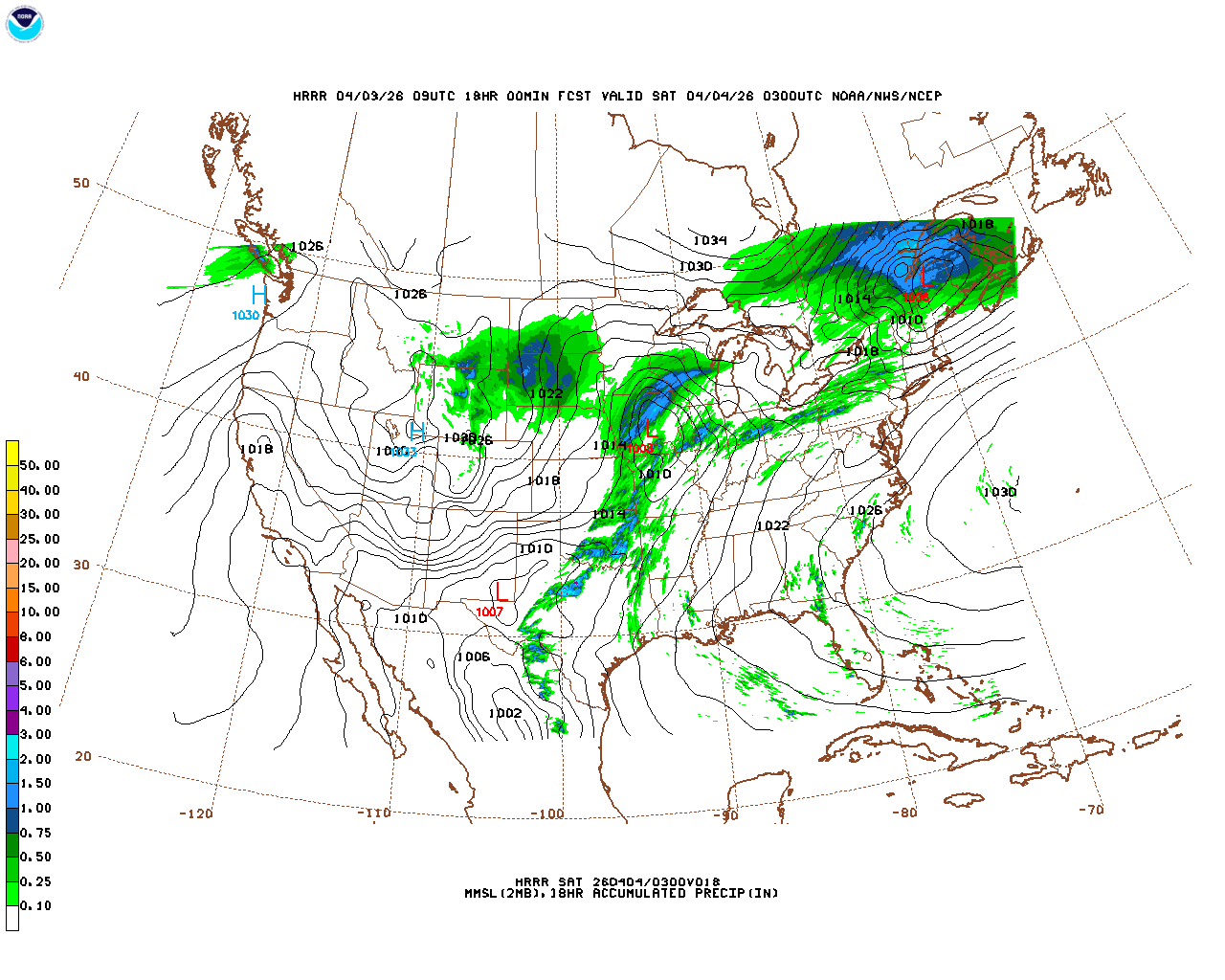 Latest 18 hour total precipitation forecast