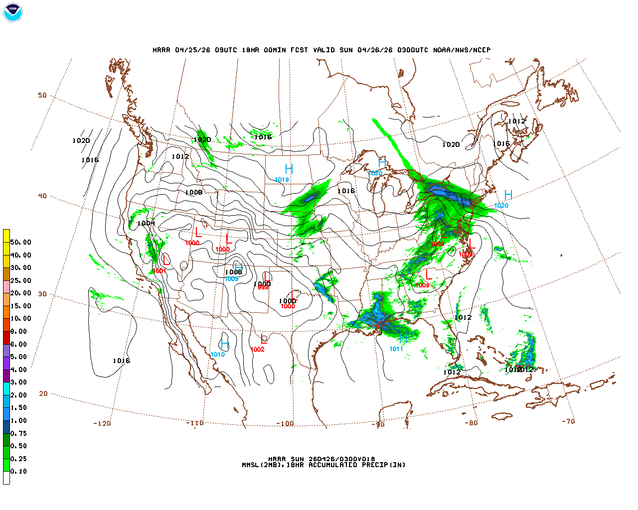 Latest 18 hour total precipitation forecast