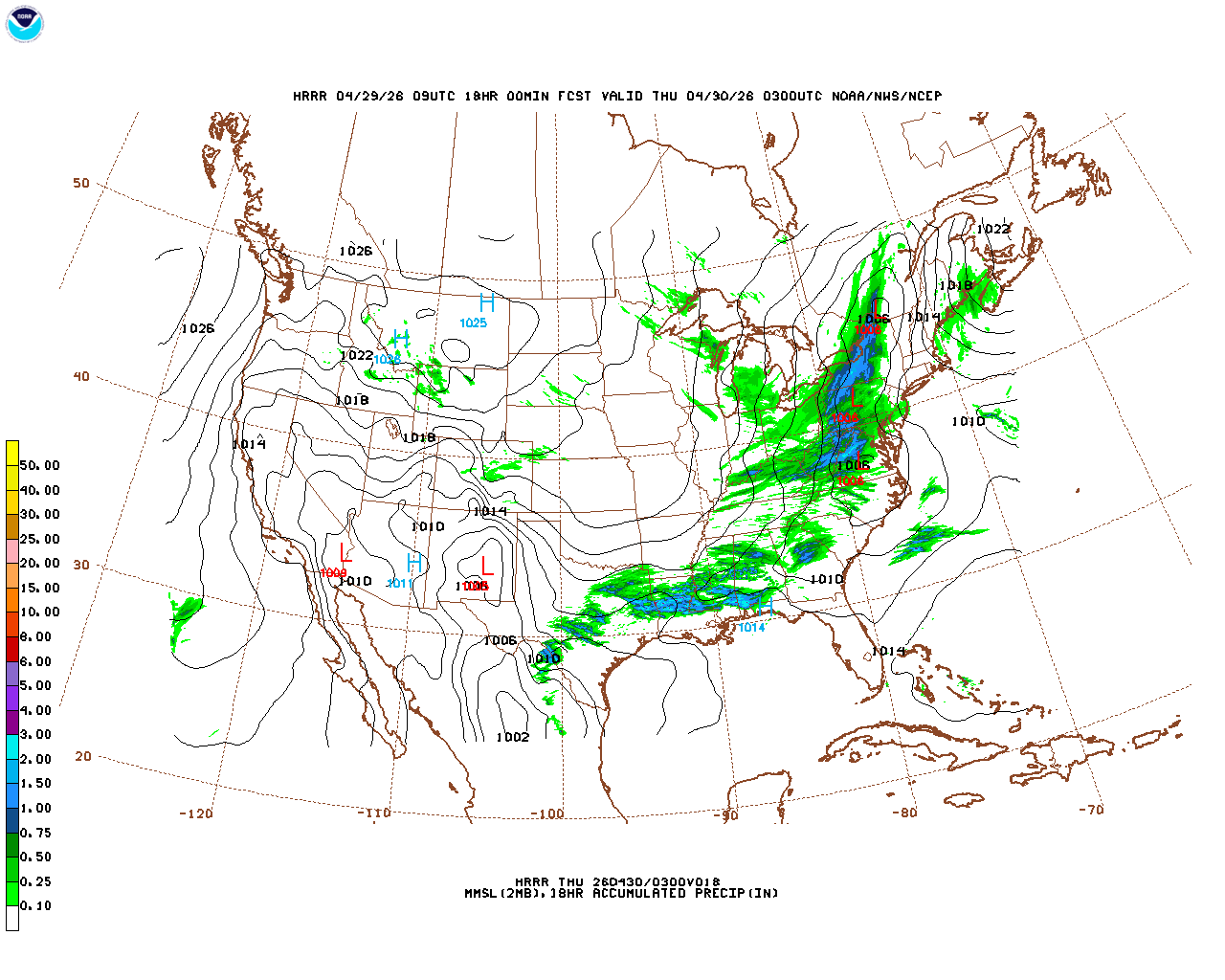 Latest 18 hour total precipitation forecast