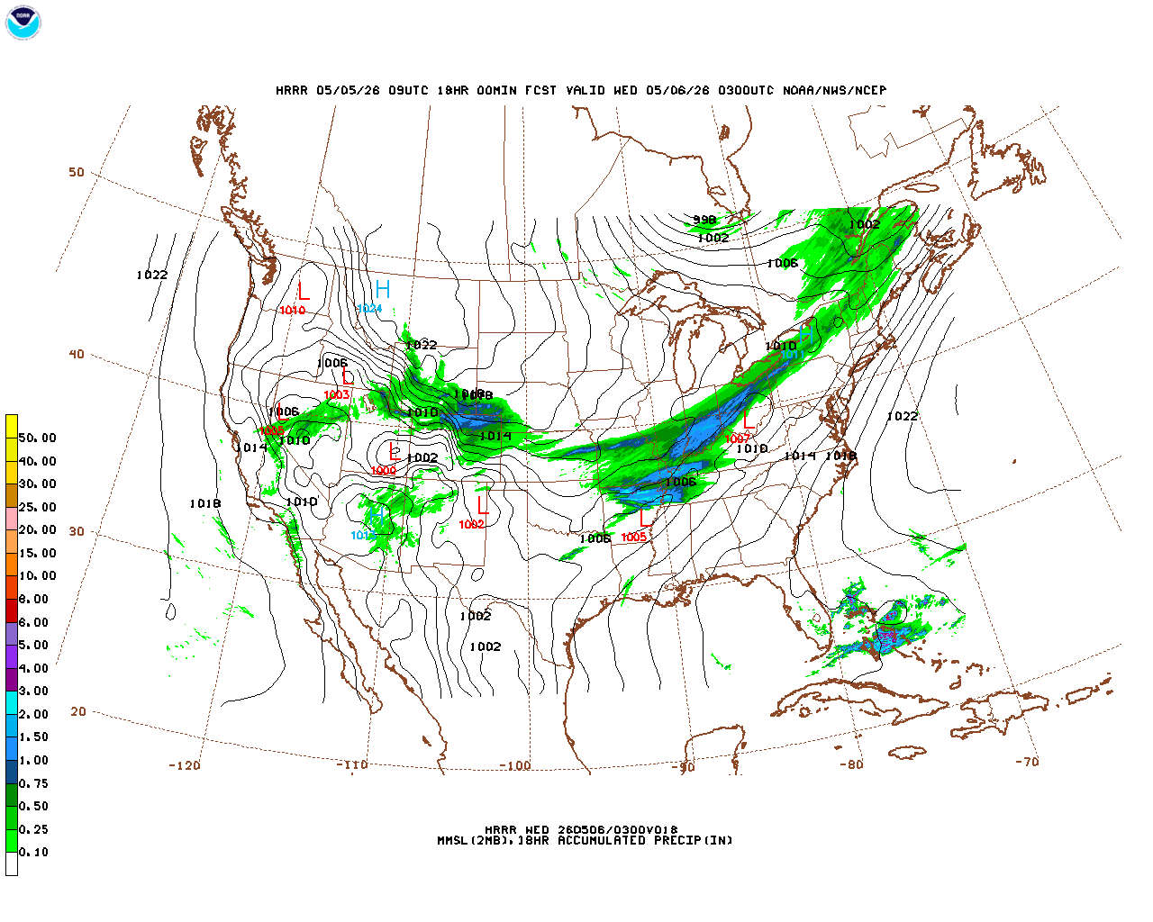 Latest 18 hour total precipitation forecast