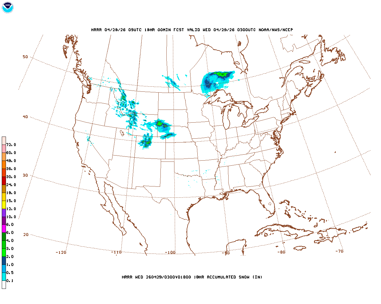 Latest 18 hour total precipitation forecast