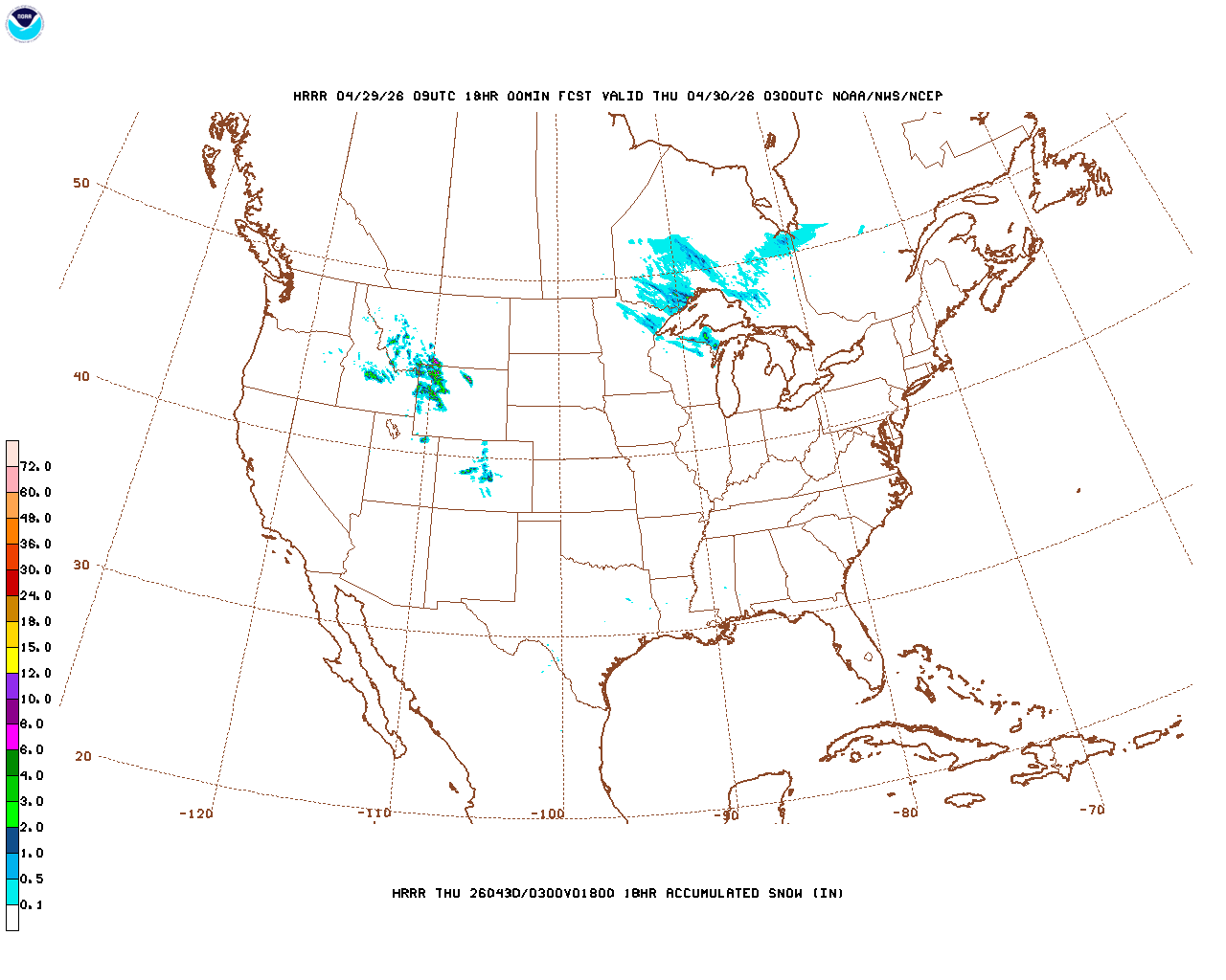 Latest 18 hour total precipitation forecast