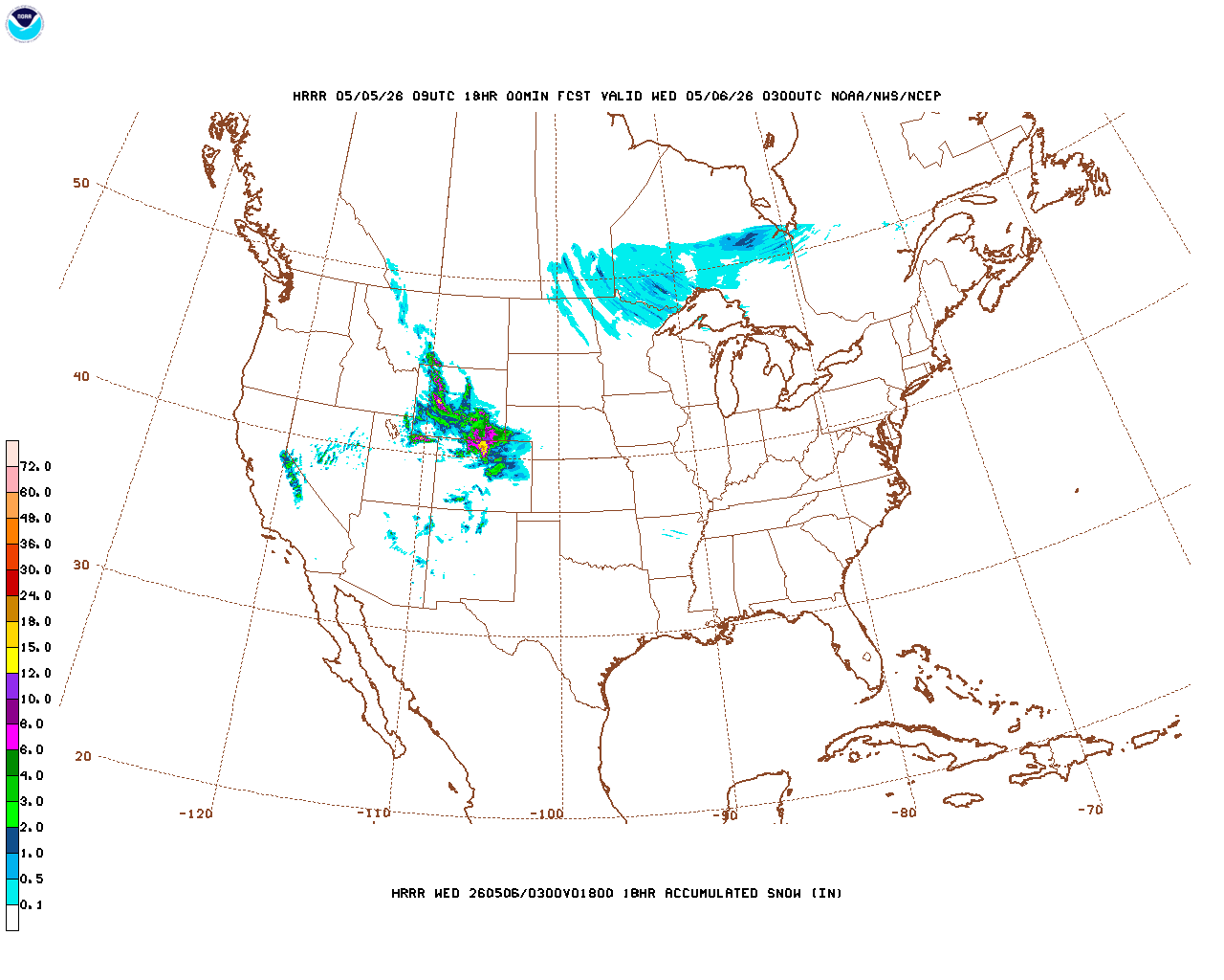 Latest 18 hour total precipitation forecast