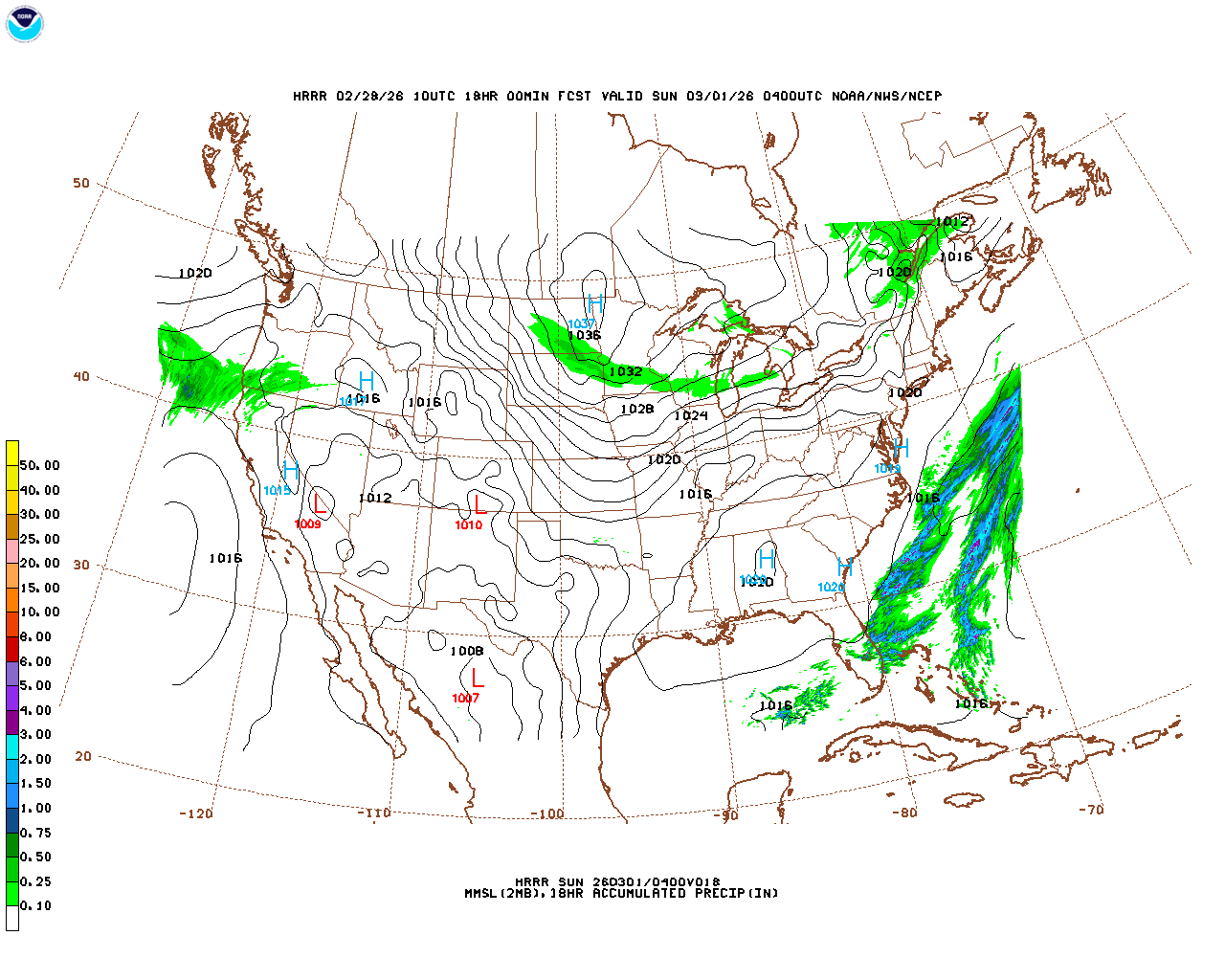 Latest 18 hour total precipitation forecast