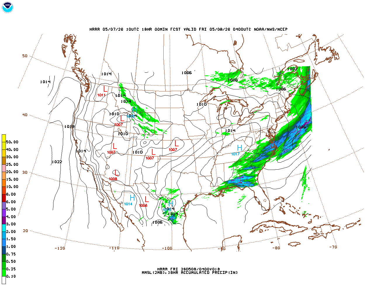 Latest 18 hour total precipitation forecast