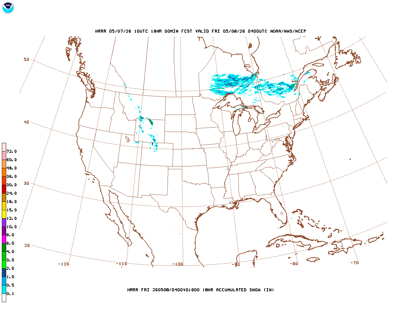 Latest 18 hour total precipitation forecast