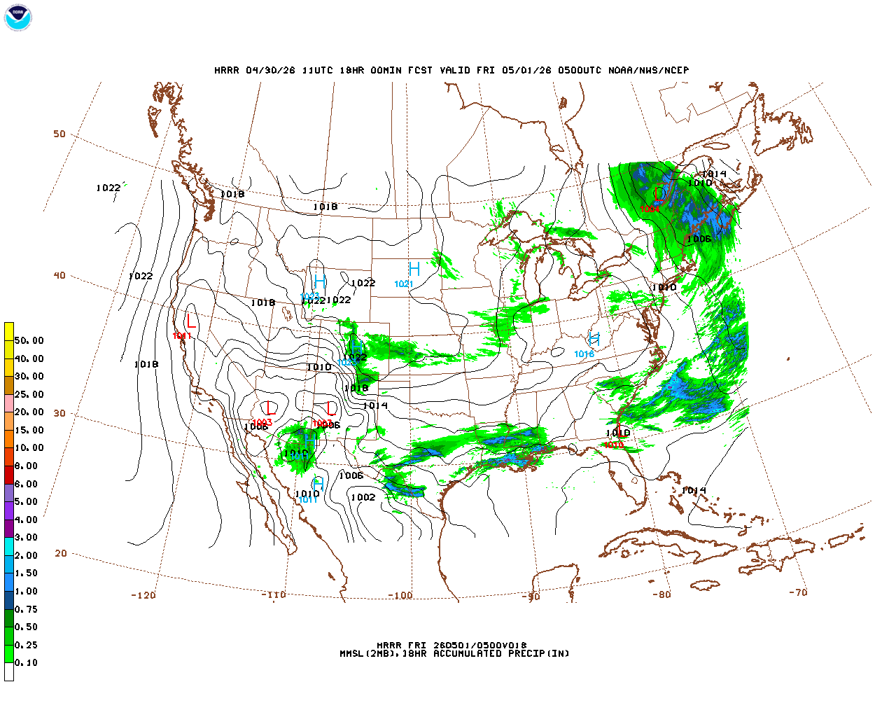 Latest 18 hour total precipitation forecast