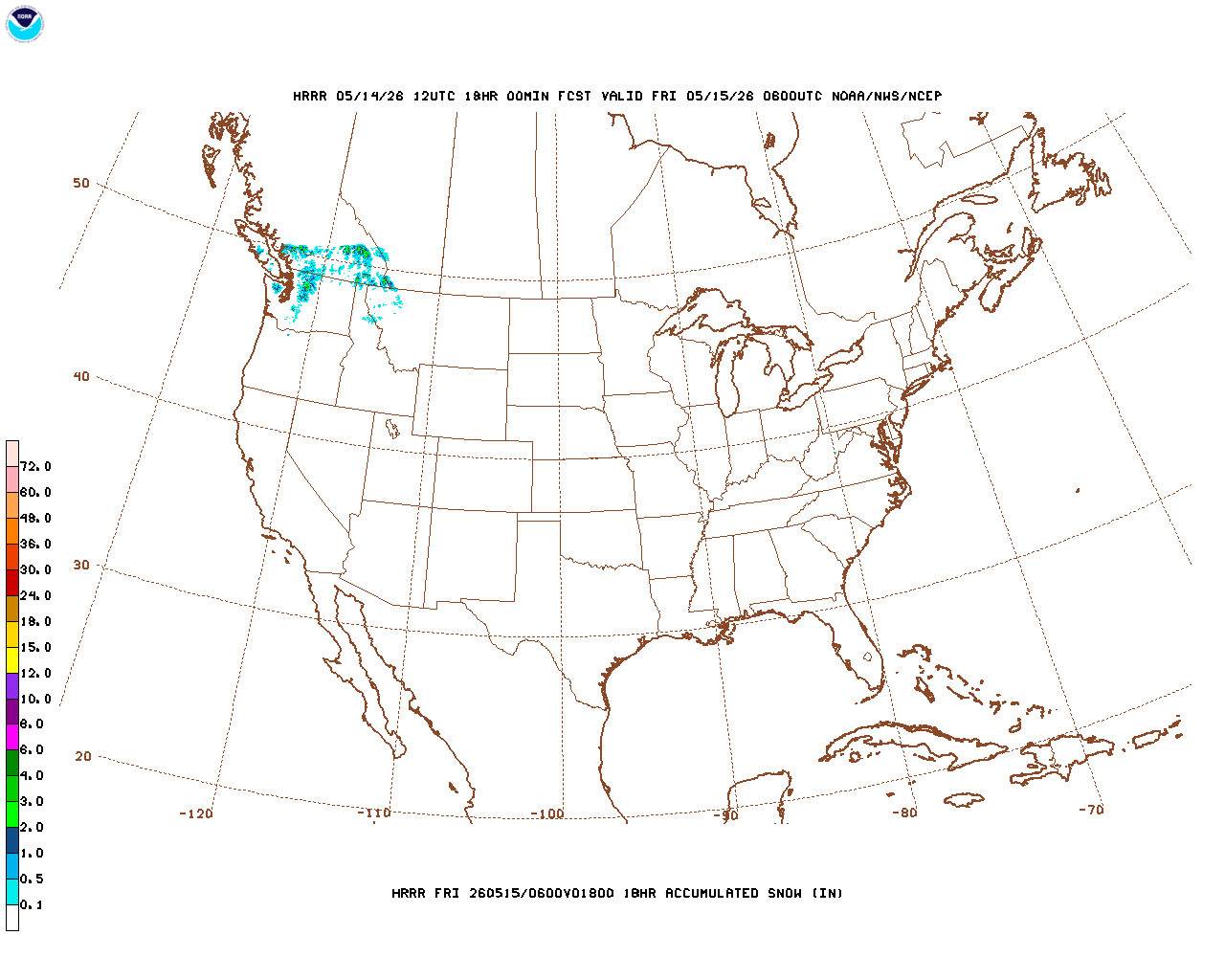 Latest 18 hour total precipitation forecast
