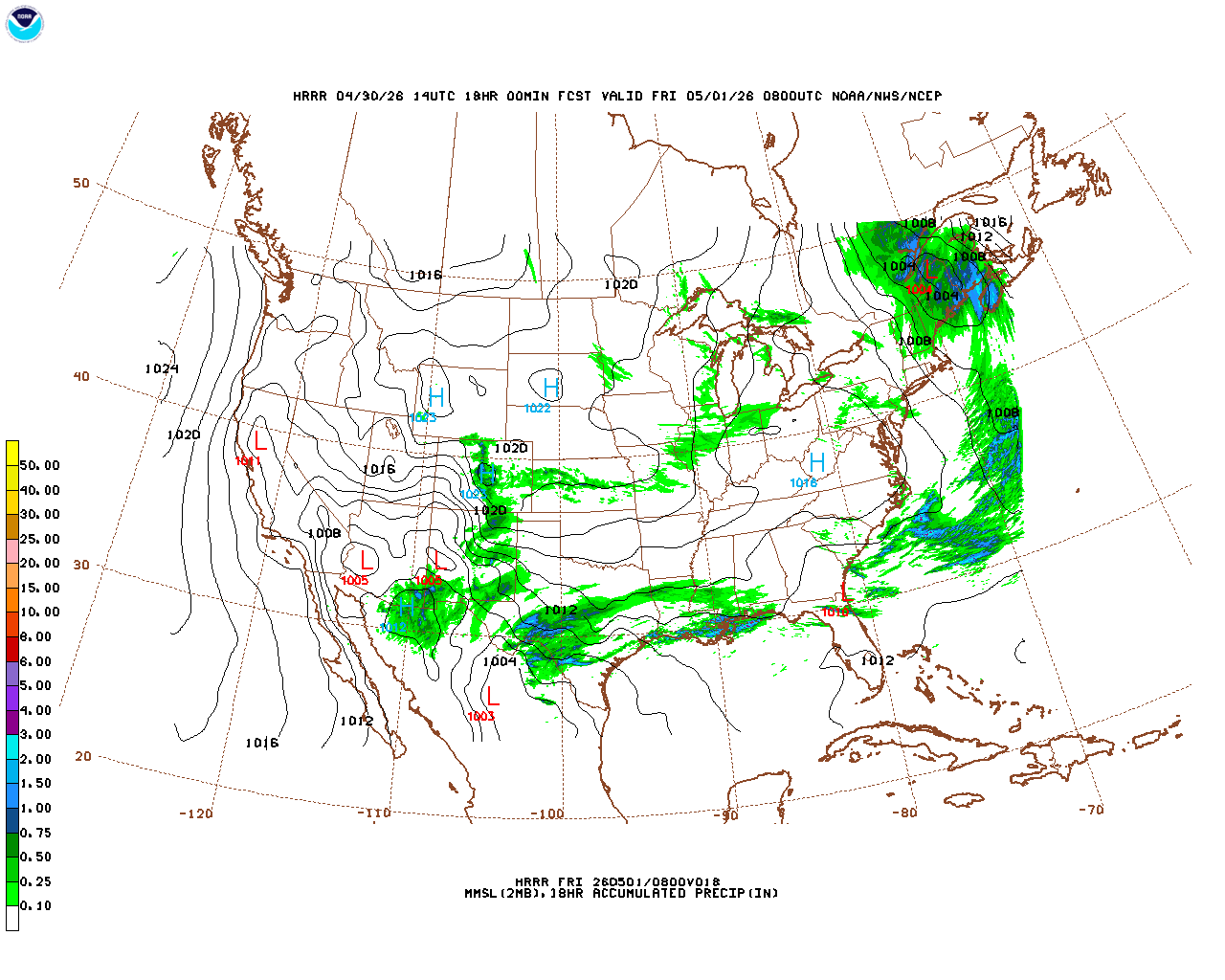Latest 18 hour total precipitation forecast