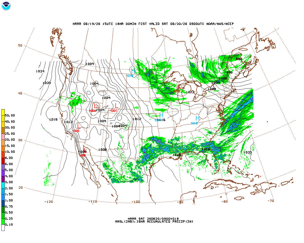 Latest 18 hour total precipitation forecast