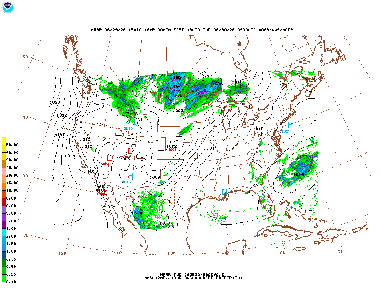 Latest 18 hour total precipitation forecast