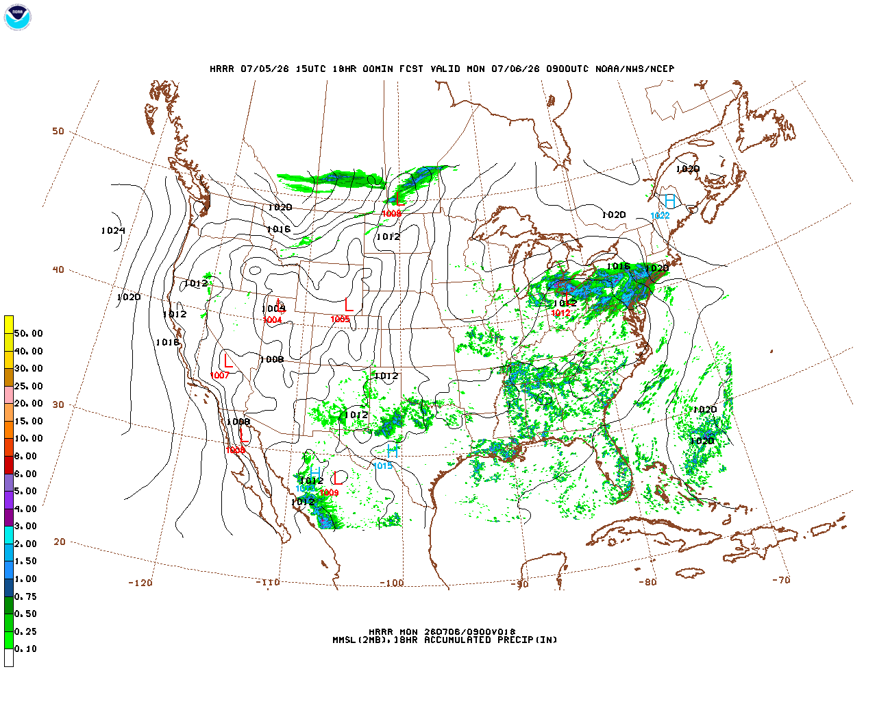Click to enlarge the hourly precipitation forecast Latest 18 hour total precipitation forecast