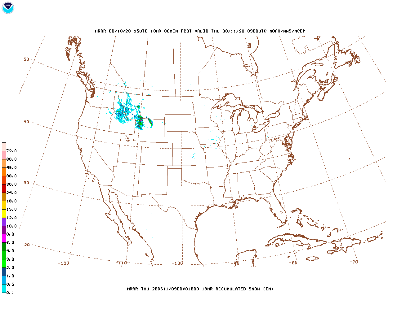 Latest 18 hour total precipitation forecast