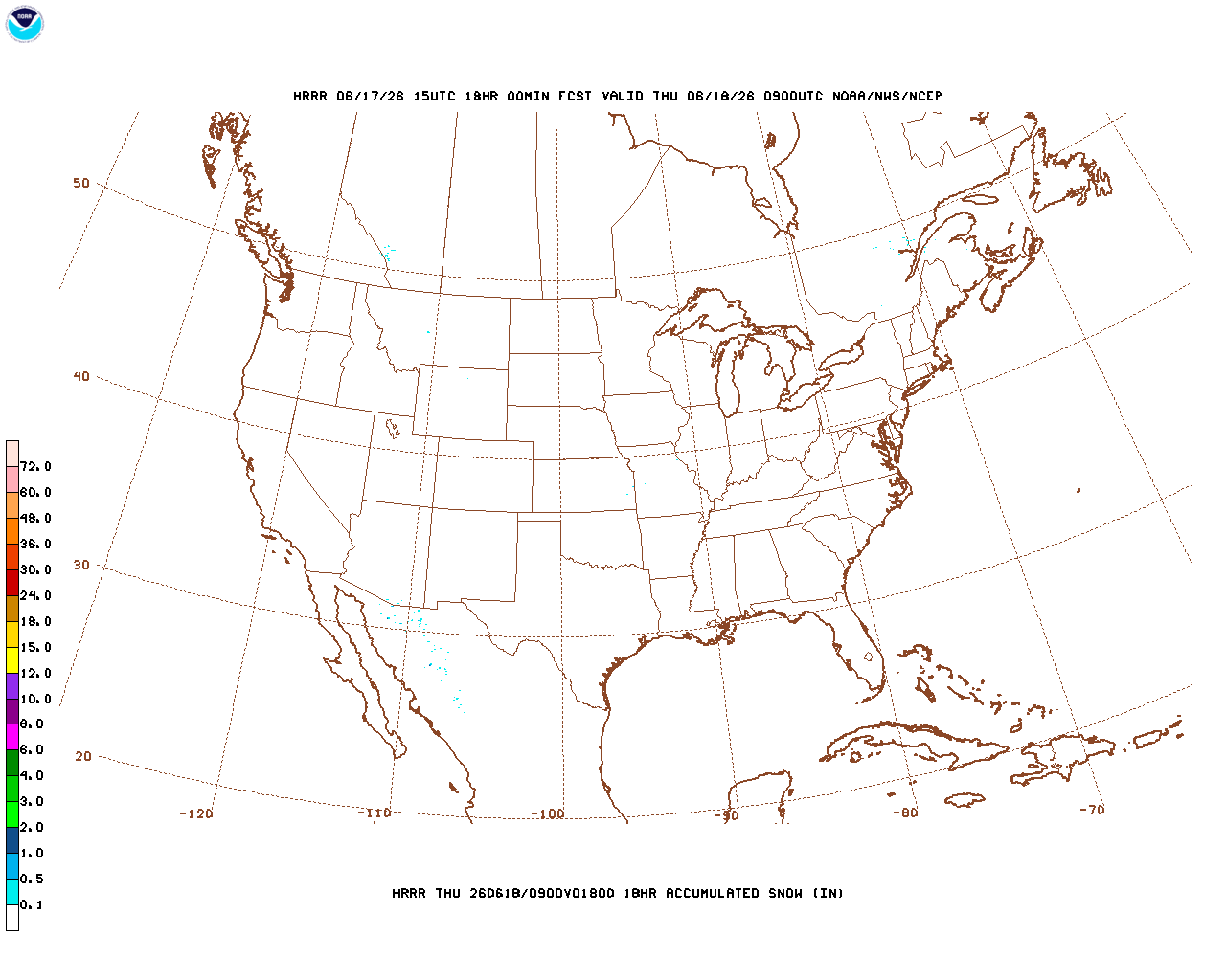Latest 18 hour total precipitation forecast