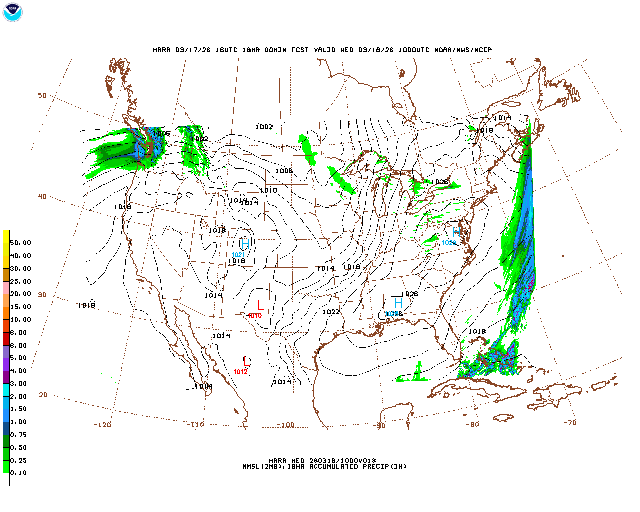 Latest 18 hour total precipitation forecast