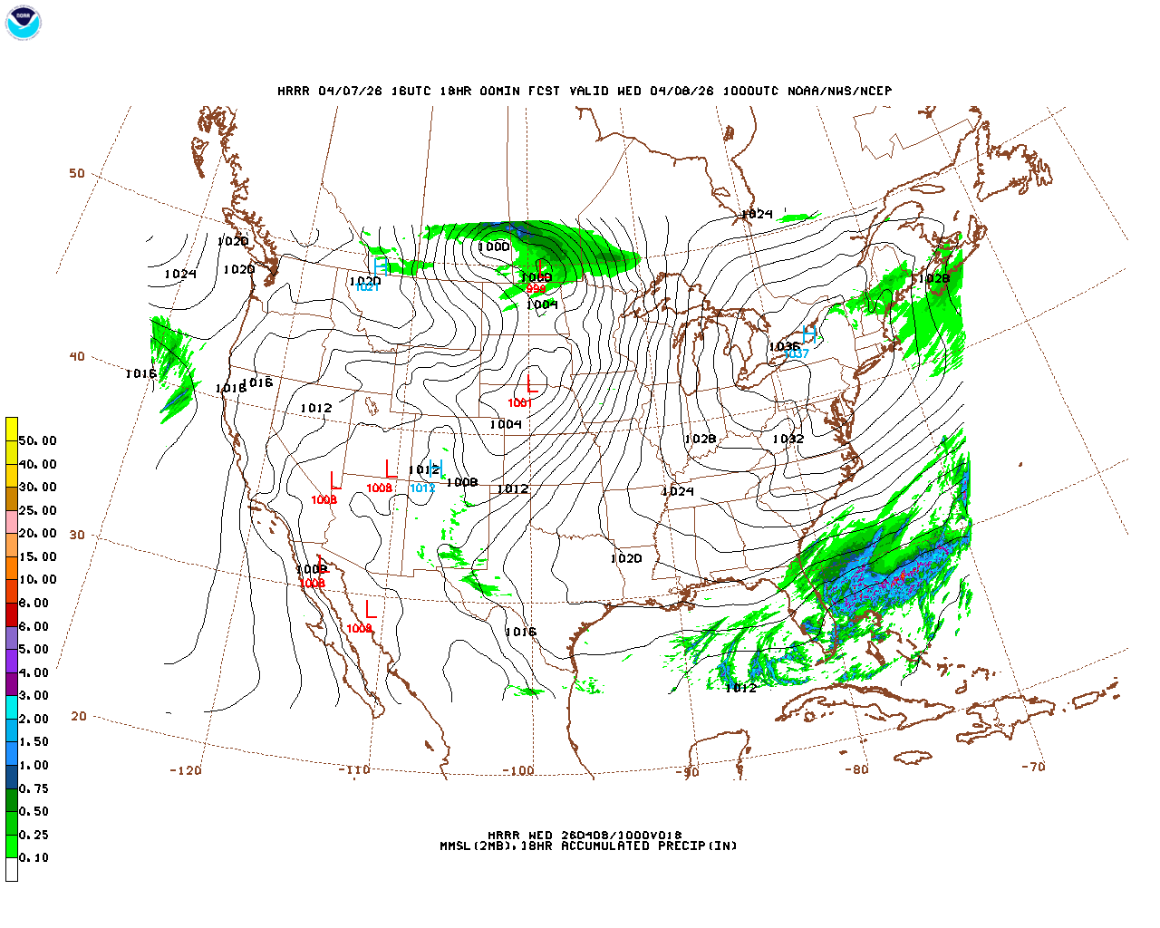 Click to enlarge the hourly precipitation forecast Latest 18 hour total precipitation forecast