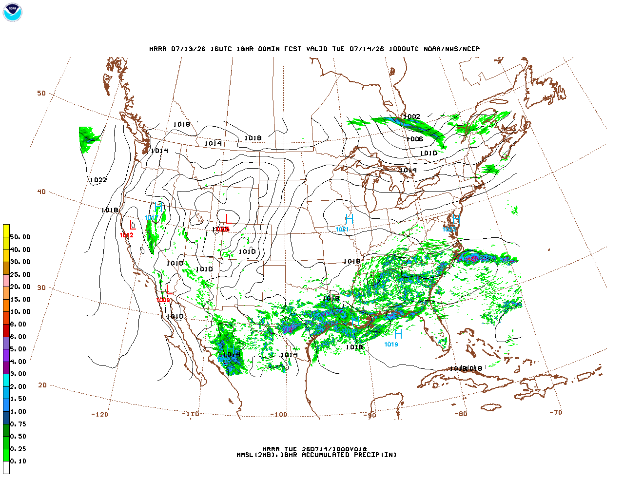 Click to enlarge the hourly precipitation forecast Latest 18 hour total precipitation forecast