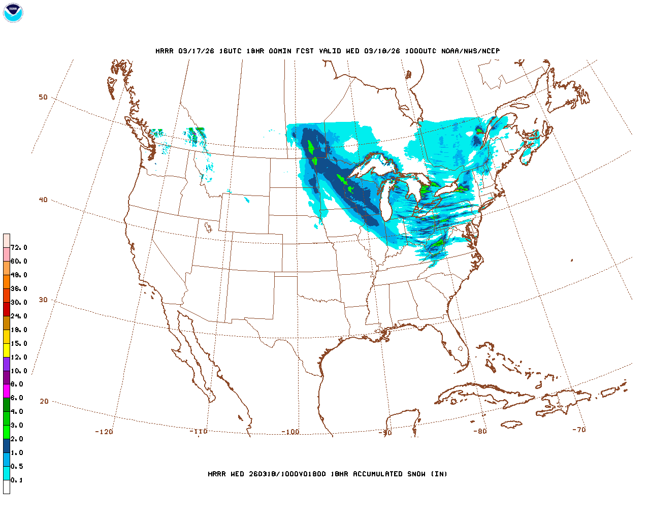 Latest 18 hour total precipitation forecast