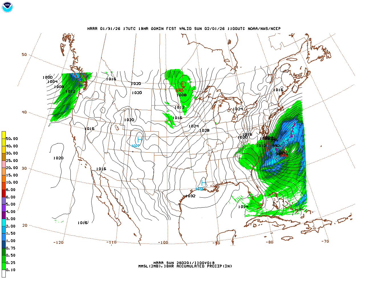 Click to enlarge the hourly precipitation forecast Latest 18 hour total precipitation forecast