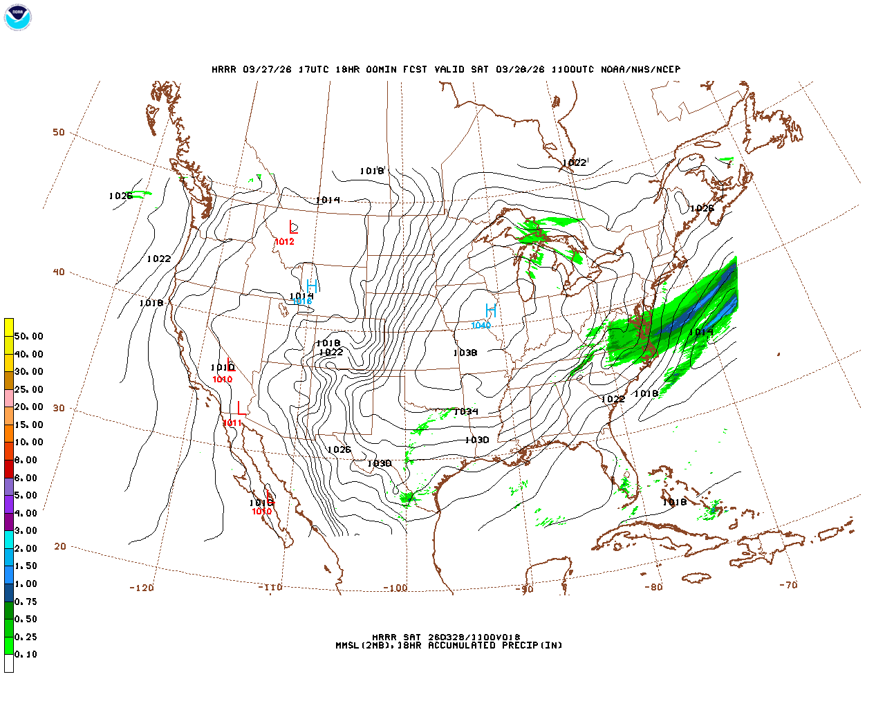 Latest 18 hour total precipitation forecast