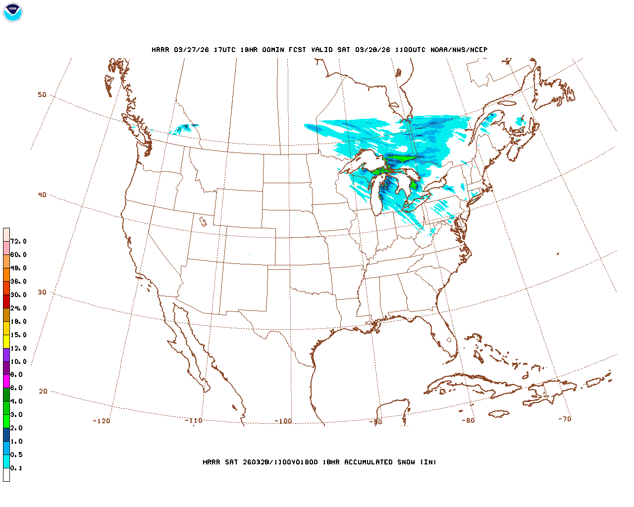 Latest 18 hour total precipitation forecast