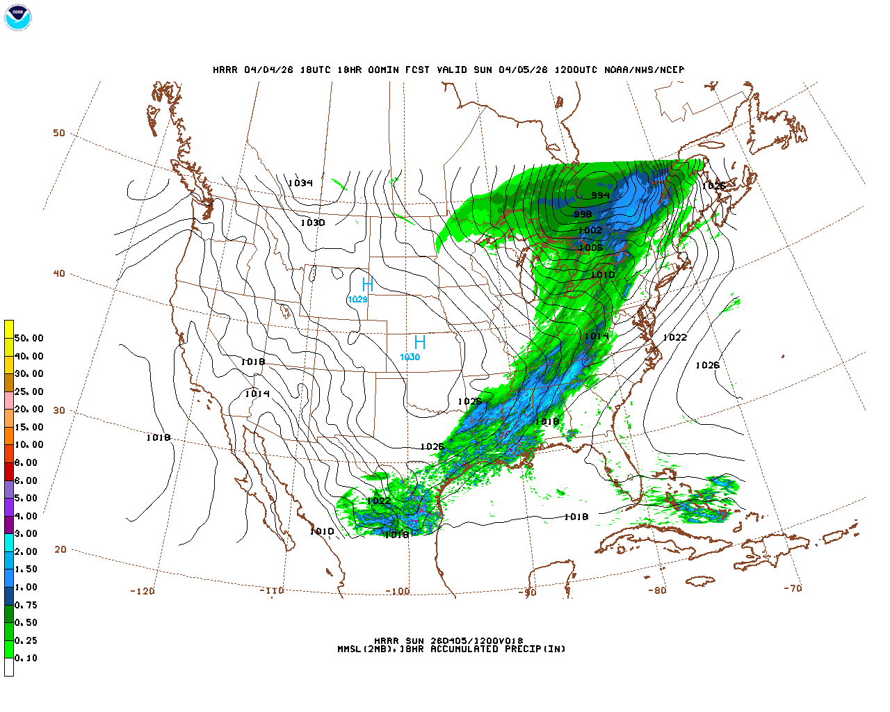 Latest 18 hour total precipitation forecast