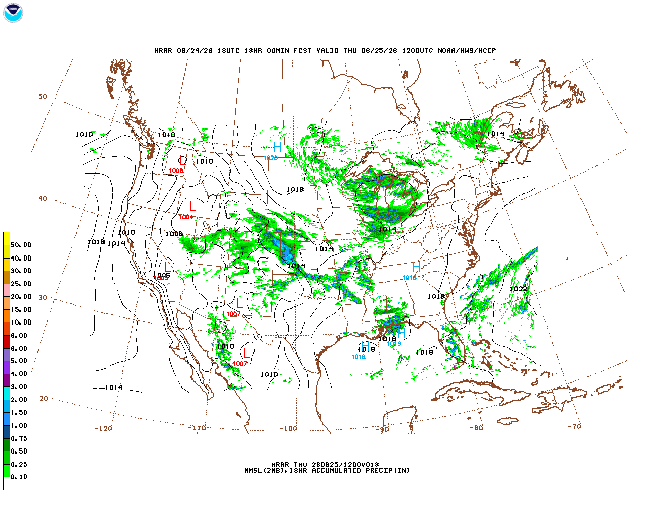 Latest 18 hour total precipitation forecast
