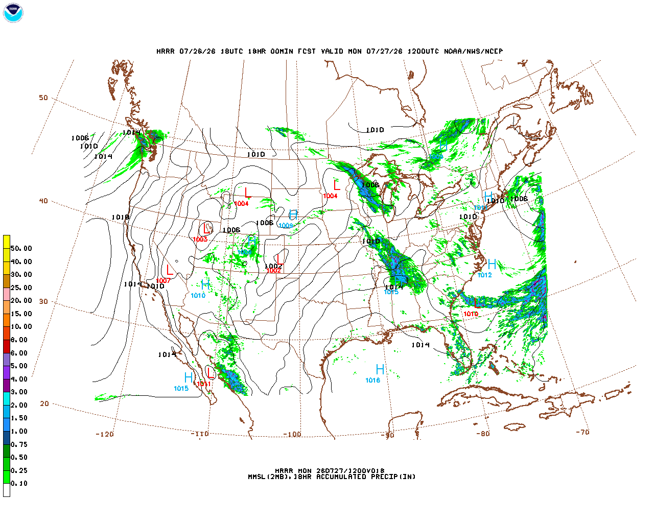 Click to enlarge the hourly precipitation forecast Latest 18 hour total precipitation forecast