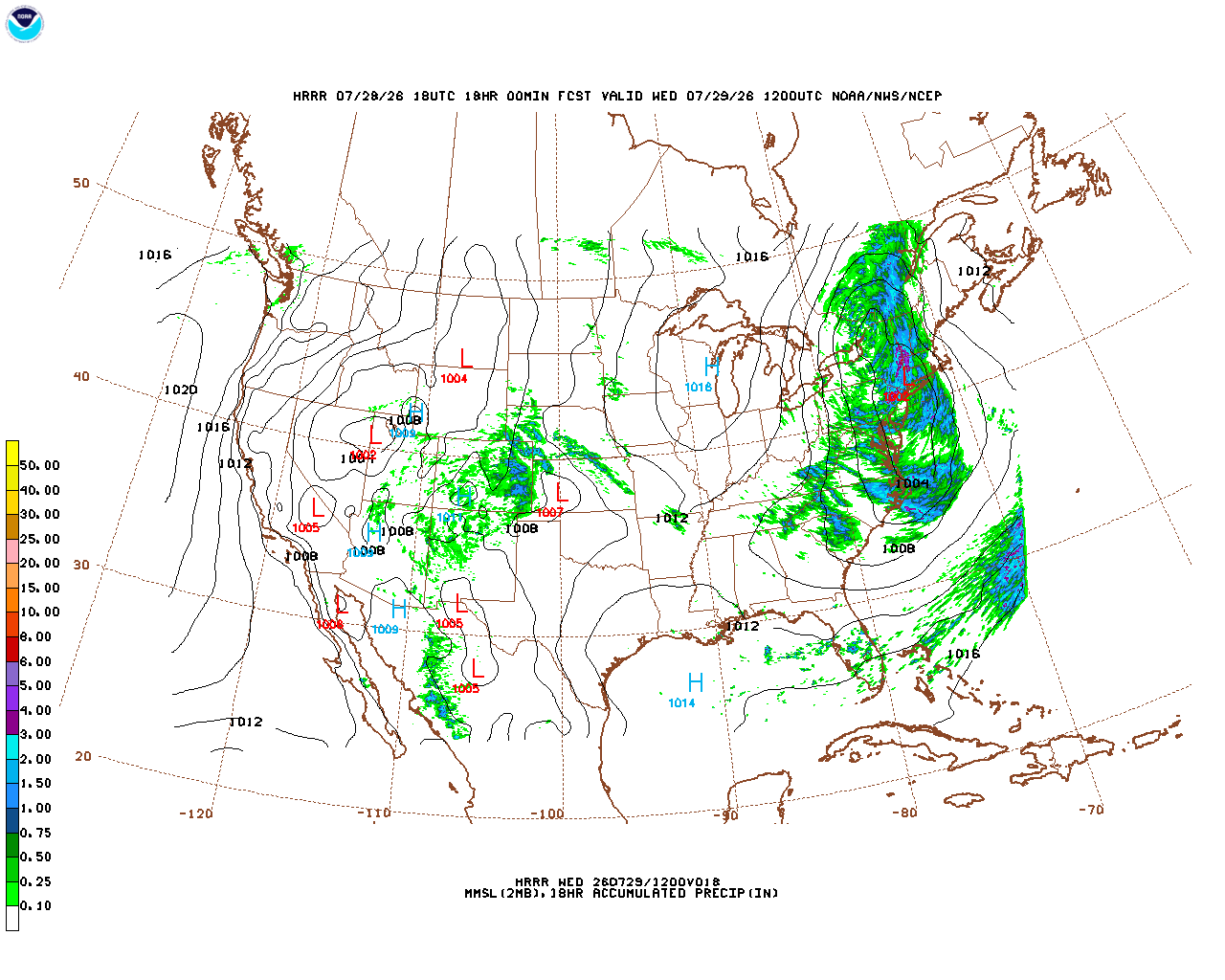 Latest 18 hour total precipitation forecast