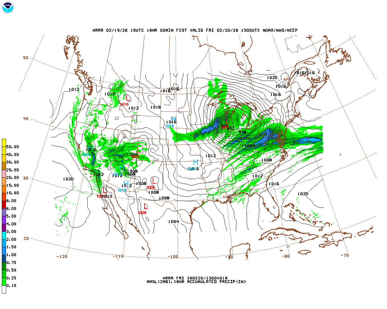 Click to enlarge the hourly precipitation forecast Latest 18 hour total precipitation forecast