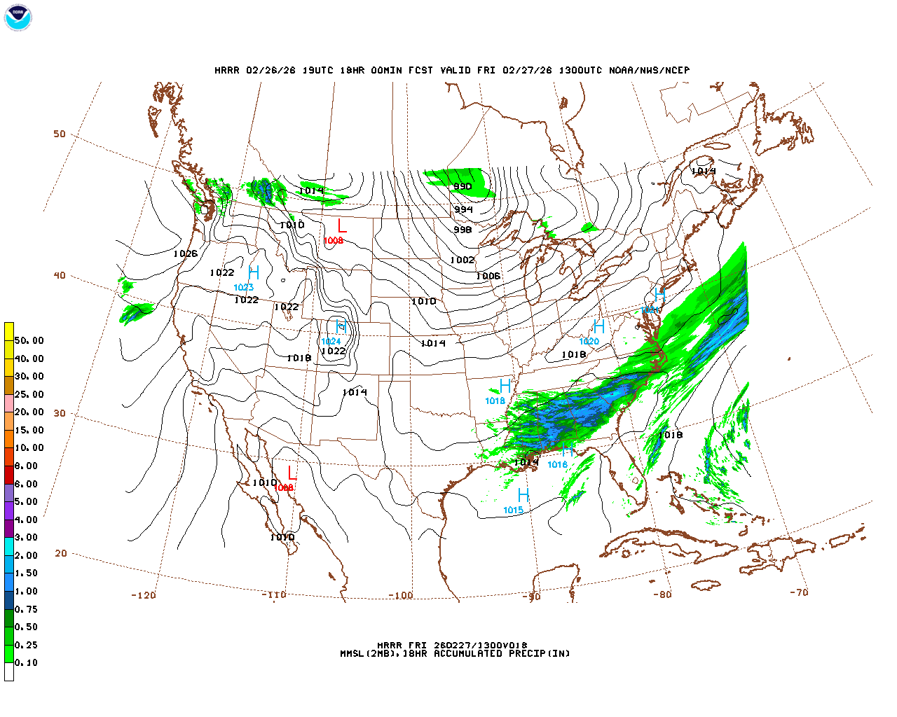 Click to enlarge the hourly precipitation forecast Latest 18 hour total precipitation forecast