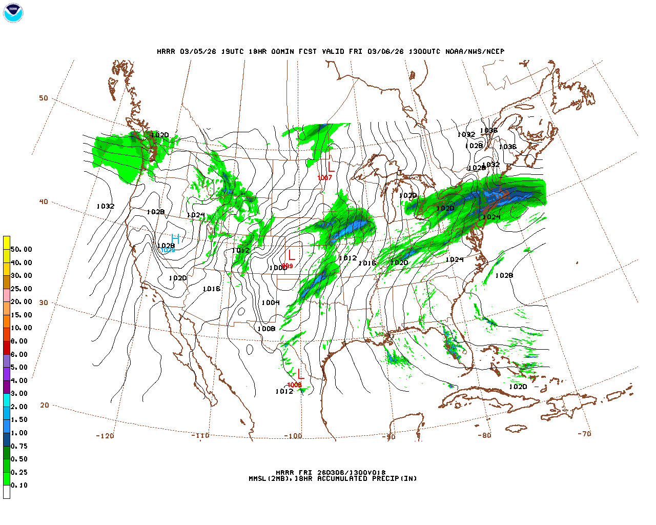 Latest 18 hour total precipitation forecast