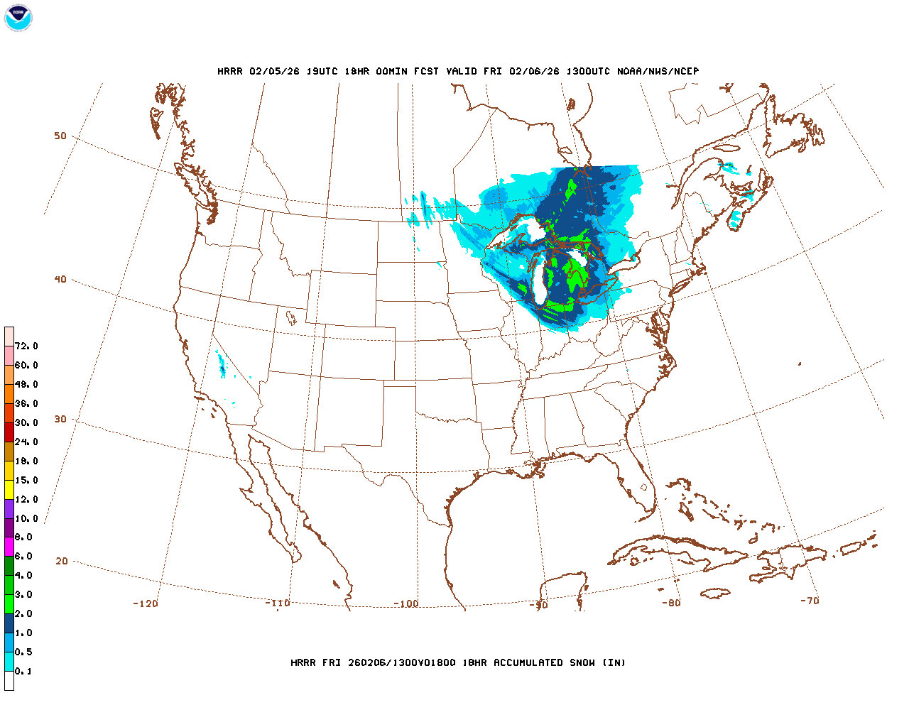 Latest 18 hour total precipitation forecast