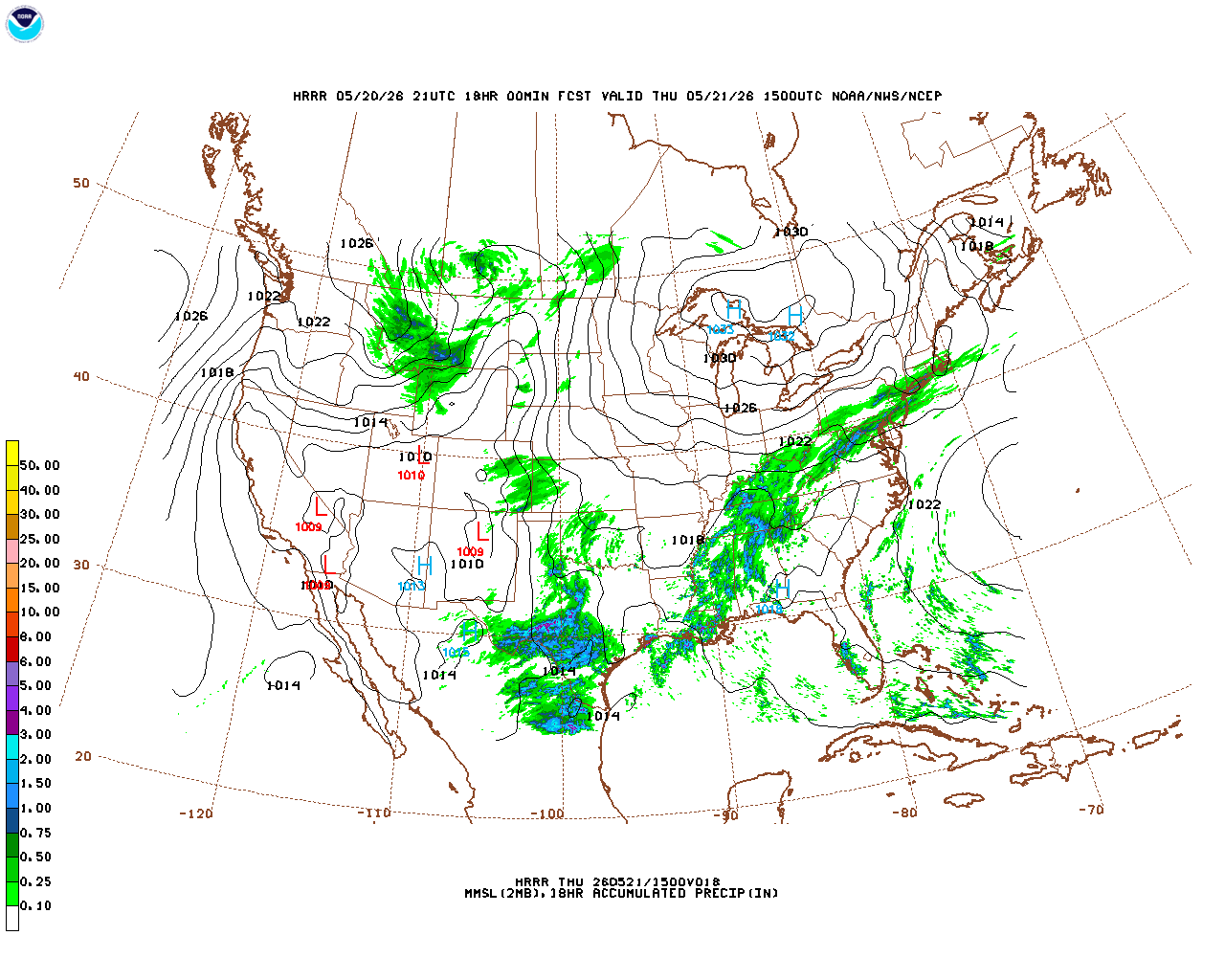 Latest 18 hour total precipitation forecast