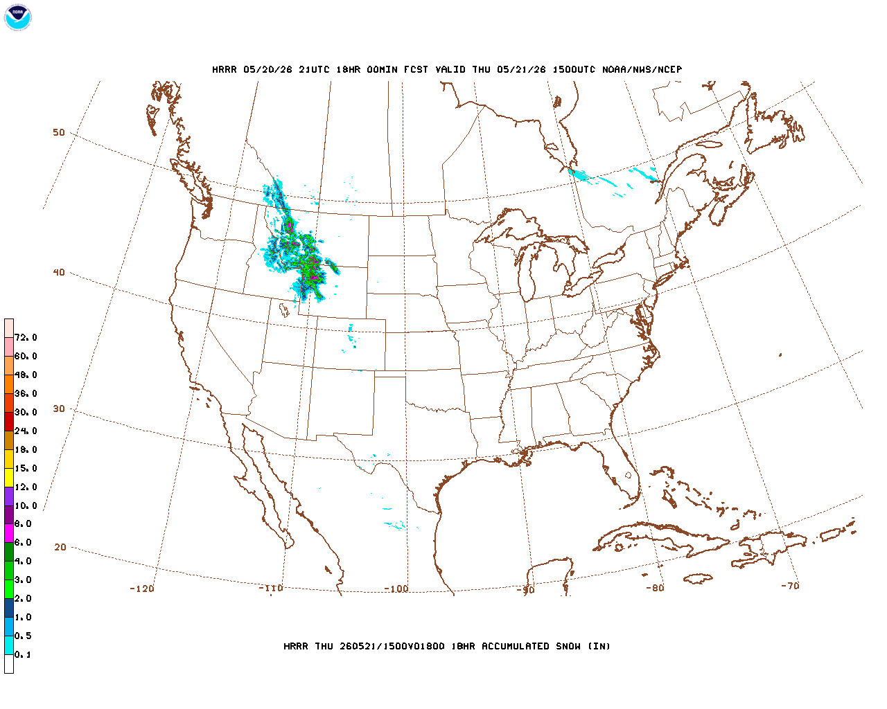 Latest 18 hour total precipitation forecast