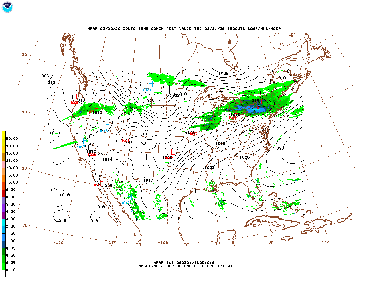 Click to enlarge the hourly precipitation forecast Latest 18 hour total precipitation forecast