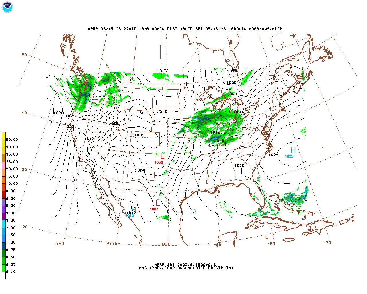Latest 18 hour total precipitation forecast