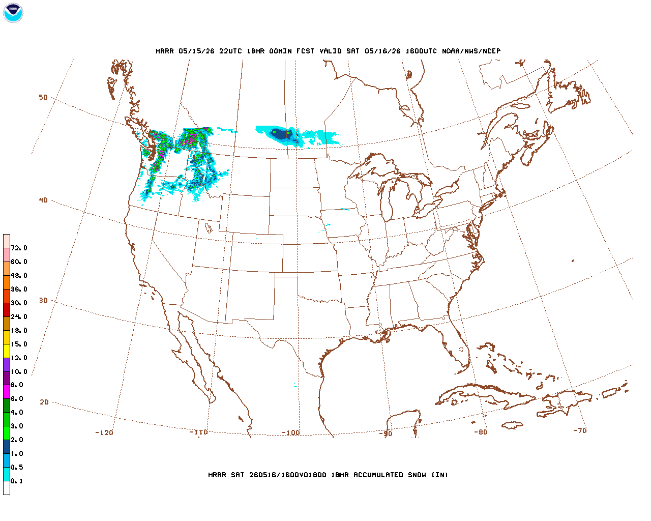 Latest 18 hour total precipitation forecast