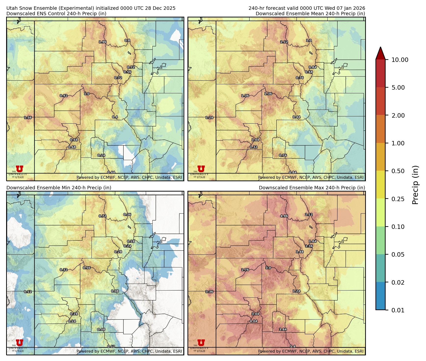 Latest NAEFS total precipitation forecast