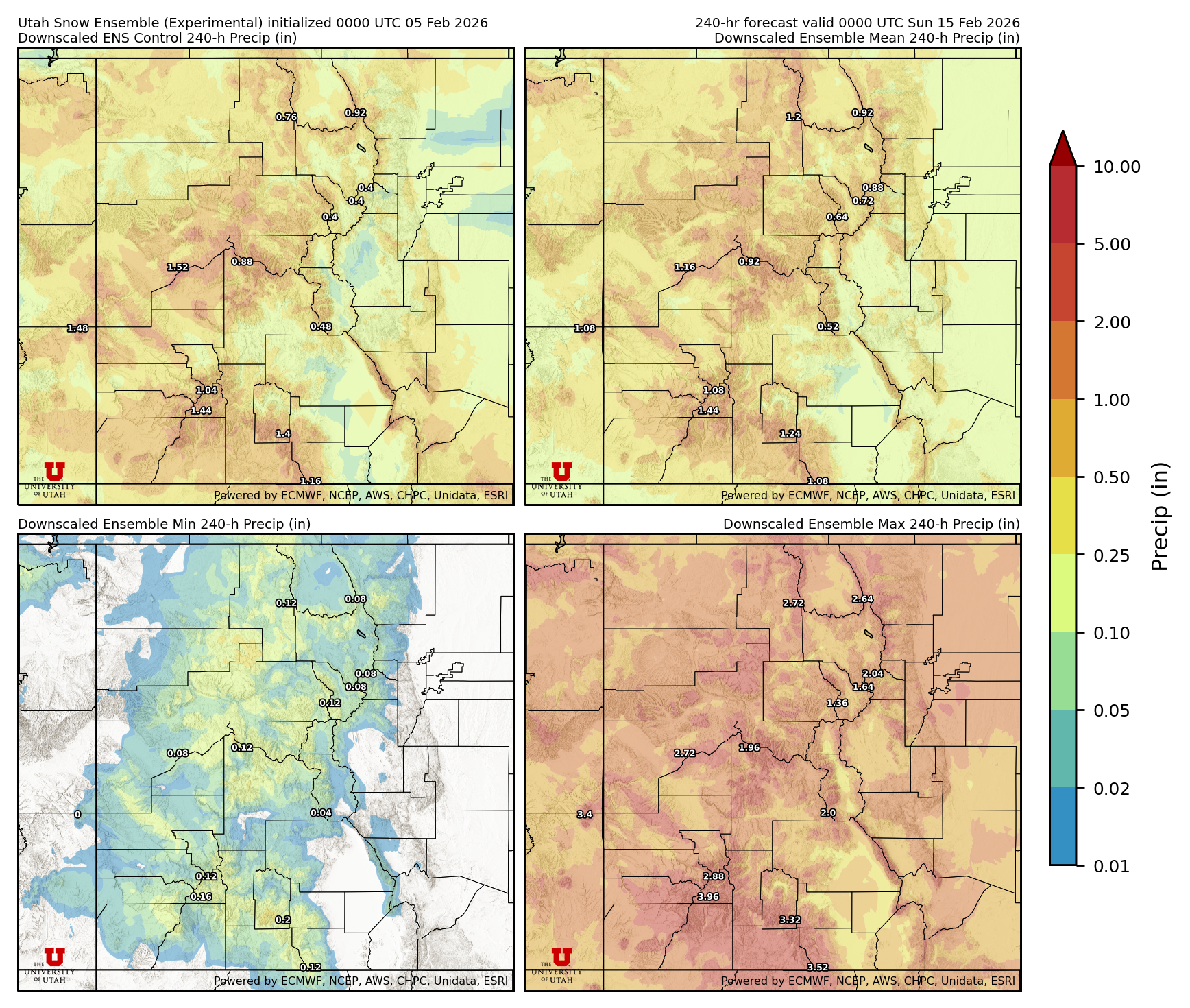 Latest NAEFS total precipitation forecast